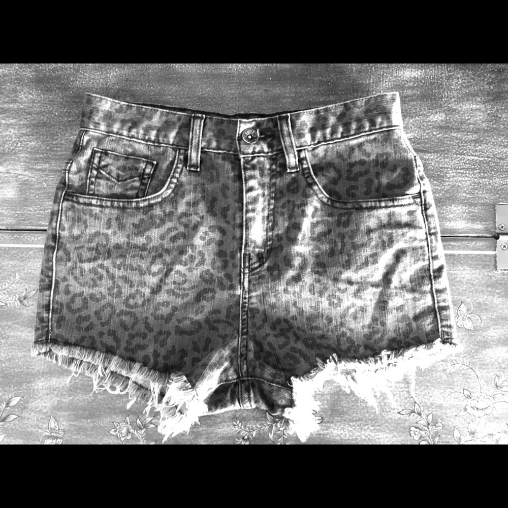 Vans cutoff leopard print jean shorts